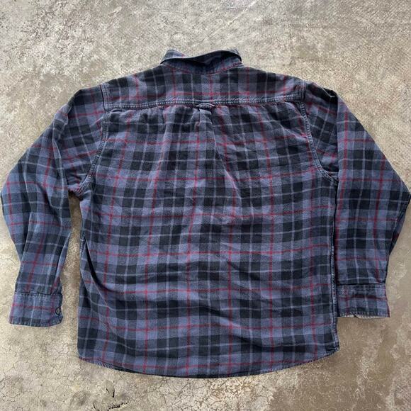 Eddie Bauer Men's XL Plaid Flannel Shirt Long Sleeve Button Down Gray Blue Red - Picture 4 of 6